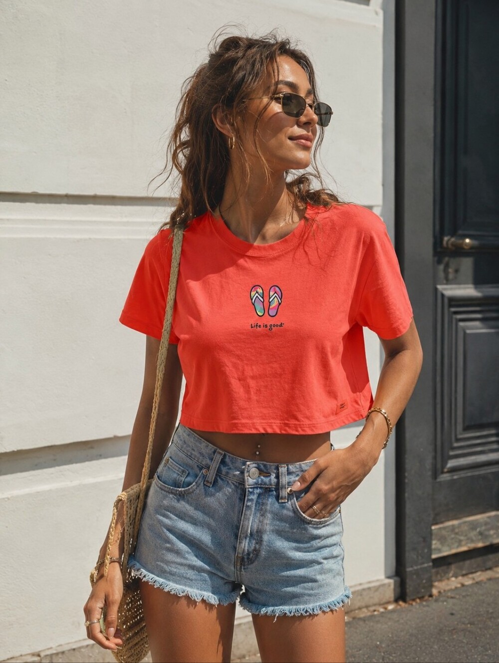 Life Is Good Cropped Tee Size Medium